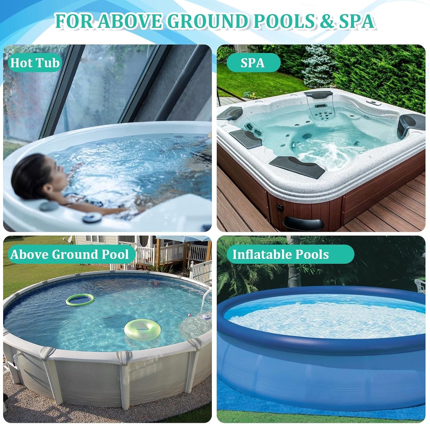 Premium Pool Vacuum Jet Underwater Cleaner - 3 Scrub Brushes, 2 Fine Mesh Bags, 56.5" Telescopic Pole for Above Ground Pools, Spas & Ponds