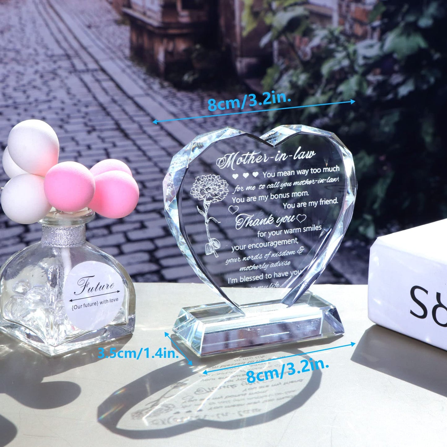 Movdyka Mother in Law Gifts from Daughter in Law Birthday, Bonus Mom Gifts for Mother in Law, Heart-Shaped Glass Keepsake Gifts for Mother in Law Unique on Mothers Day & Wedding Day