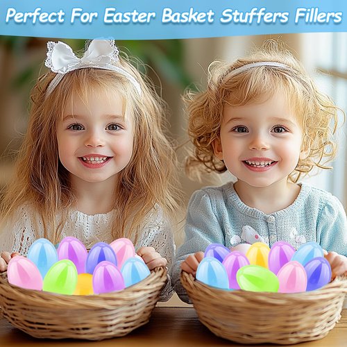 AMENON 100 Pcs 3.1 Inch Large Pastel Plastic Easter Eggs Fillable Colorful Easter Eggs Empty , Easter Basket Stuffers Fillers, Essential Easter Hunt , Party Favors Classroom Prize Supplies for Kids