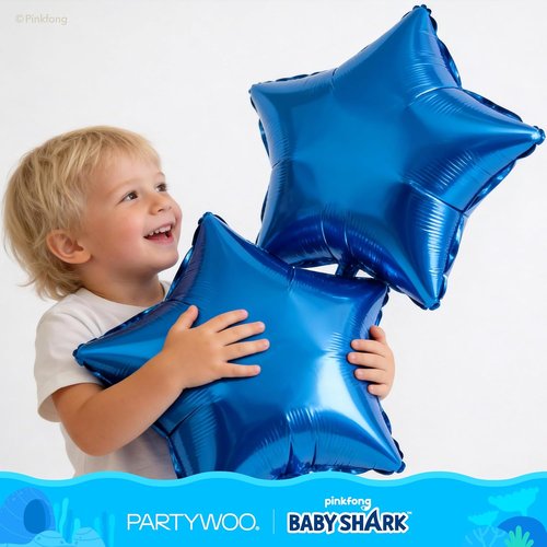 Baby Shark | PartyWoo Blue Foil Number 3 Balloon - 5pcs 18-Inch Mylar Helium Birthday Decor