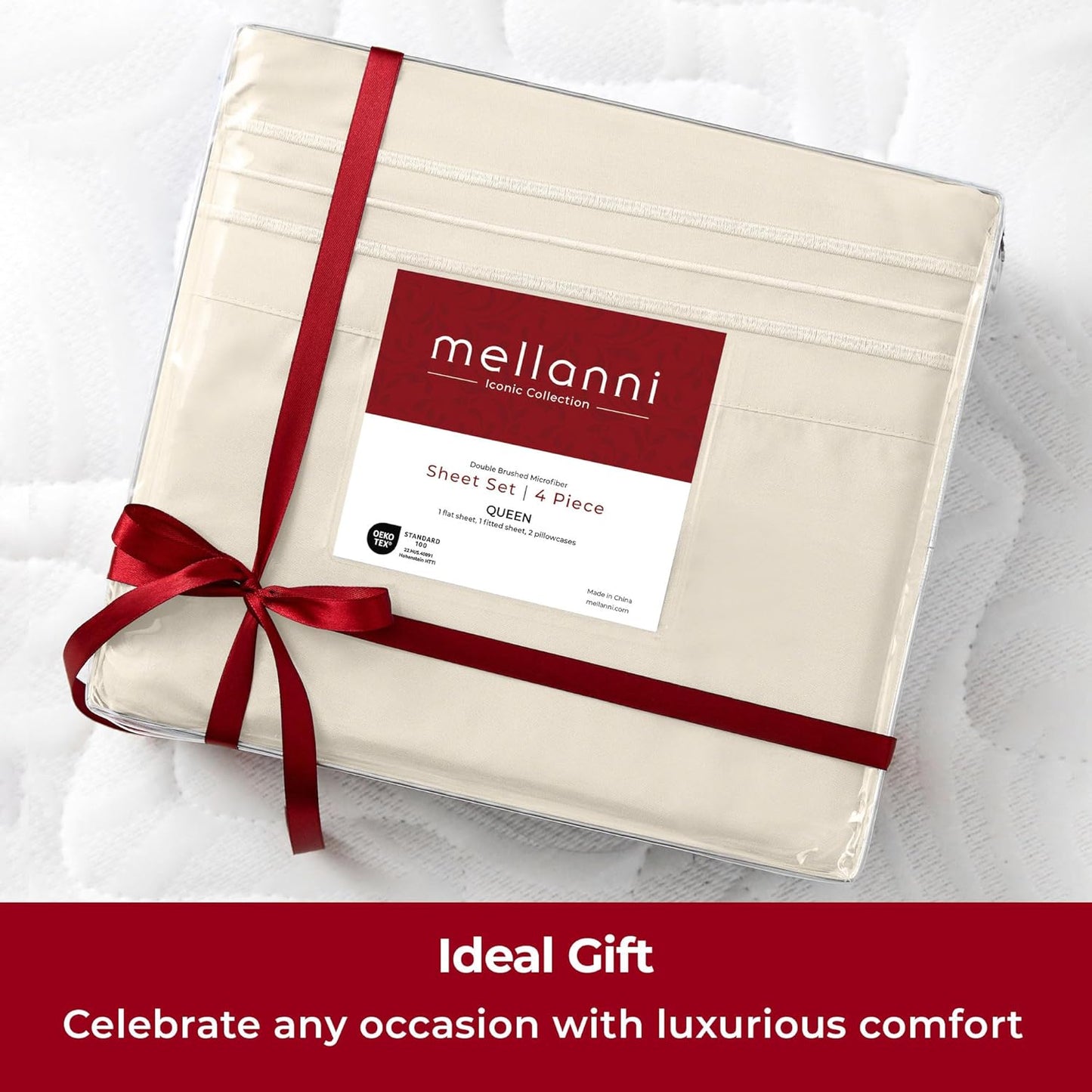 Mellanni Twin XL Sheets Set - 3 PC Hotel Luxury Bedding | Extra Soft, Cooling, Wrinkle-Resistant (Golden Ivory)