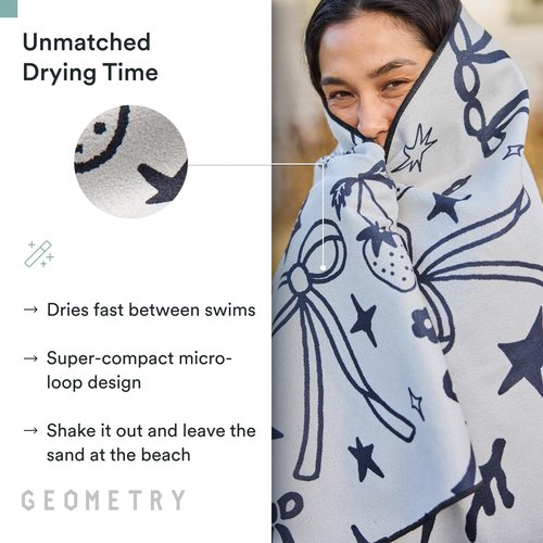 GEOMETRY Micro-Loop Beach Towel – Spring & Summer Collection – Quick-Dry, Sand-Resistant, Ultra-Absorbent Compact Towel for Beach & Travel (Earth and Sea)