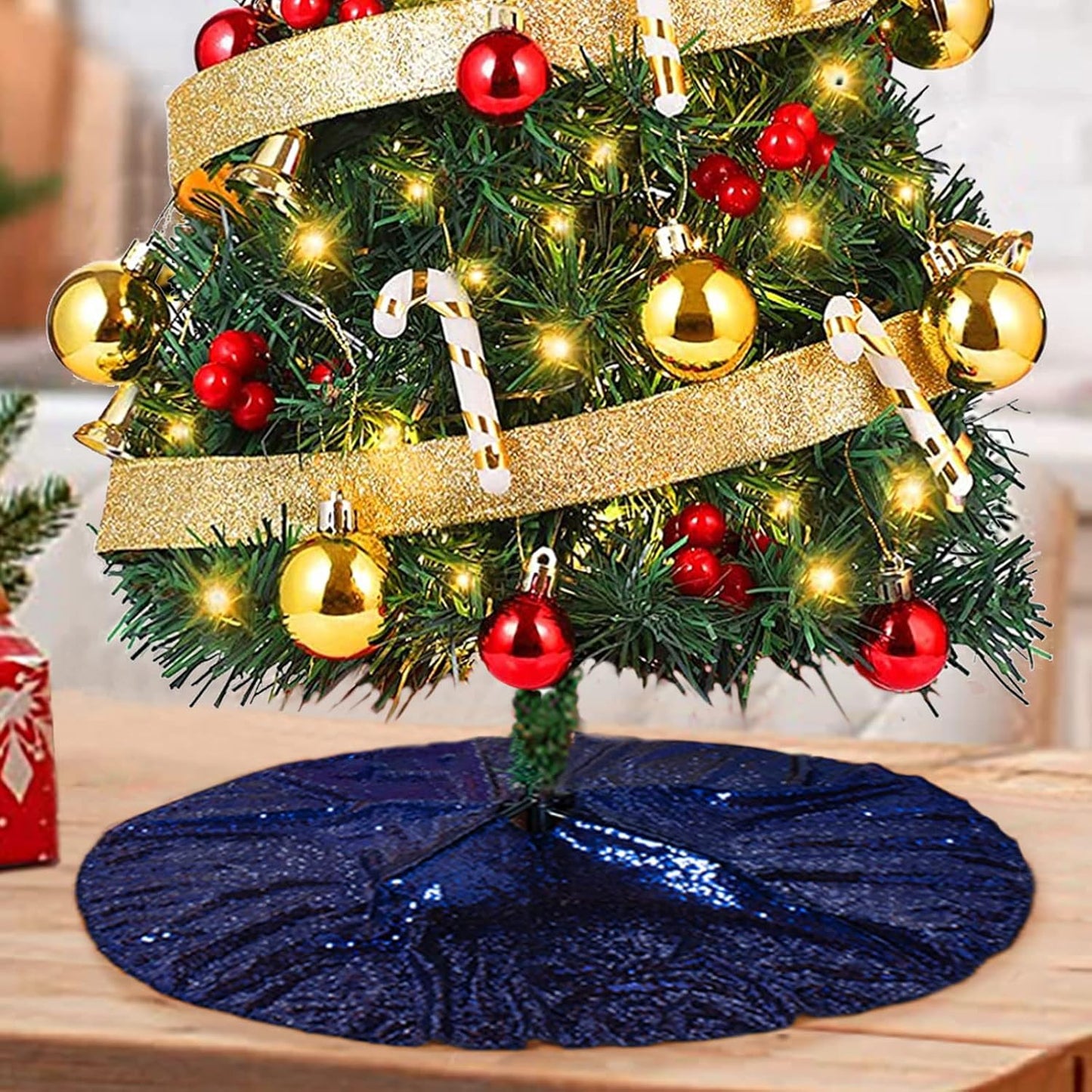 48-Inch Silver Sequin Christmas Tree Skirt - Reusable Holiday Decor for Festive Parties