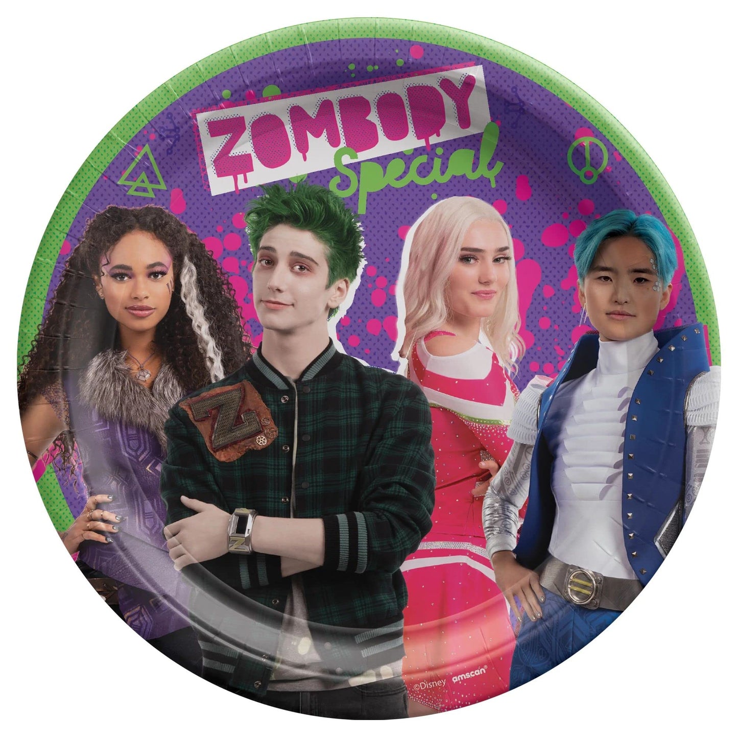 Round Plates, 7" (8-Pack) - Vibrant Premium Quality Party Plates, Perfect for Parties & Events, Zombies 3