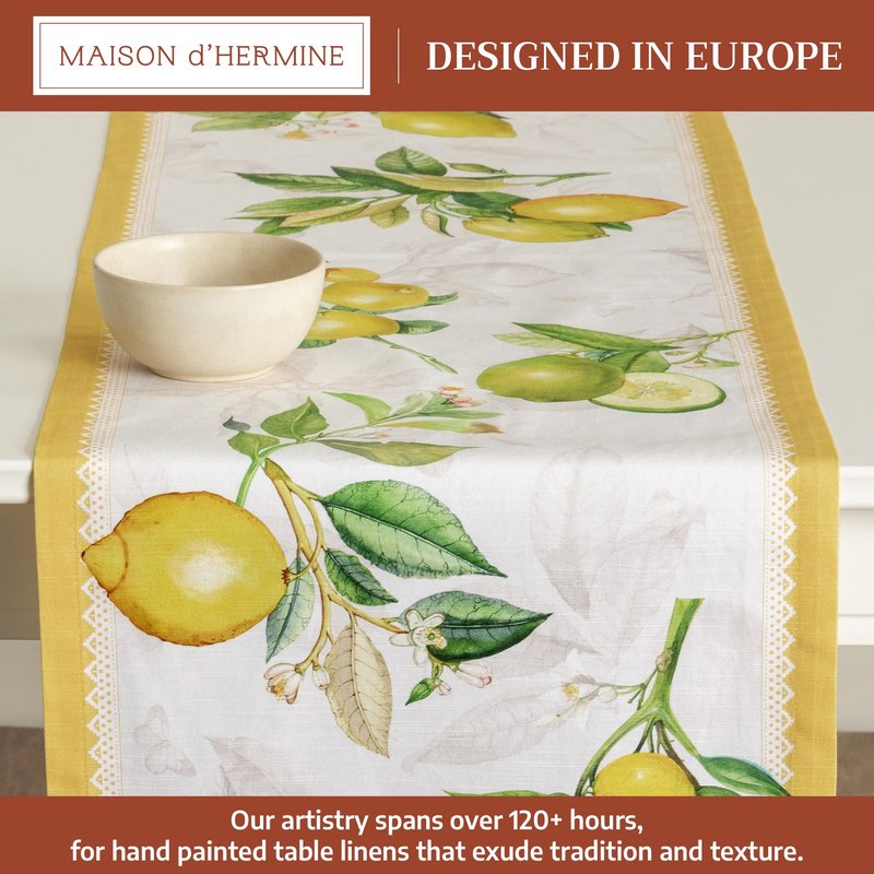 Maison d' Hermine Table Runner 100% Cotton Single Layer Table Runners 72 inches Long Decorative for Home Kitchen Dining Party Gifts for Mothers Day Spring Summer (Limoncello)