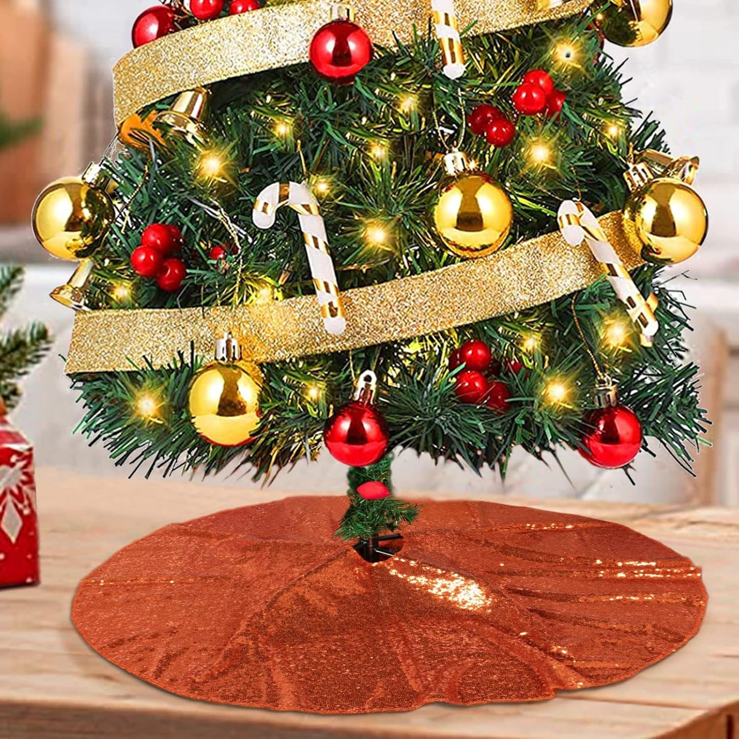 48-Inch Silver Sequin Christmas Tree Skirt - Reusable Holiday Decor for Festive Parties