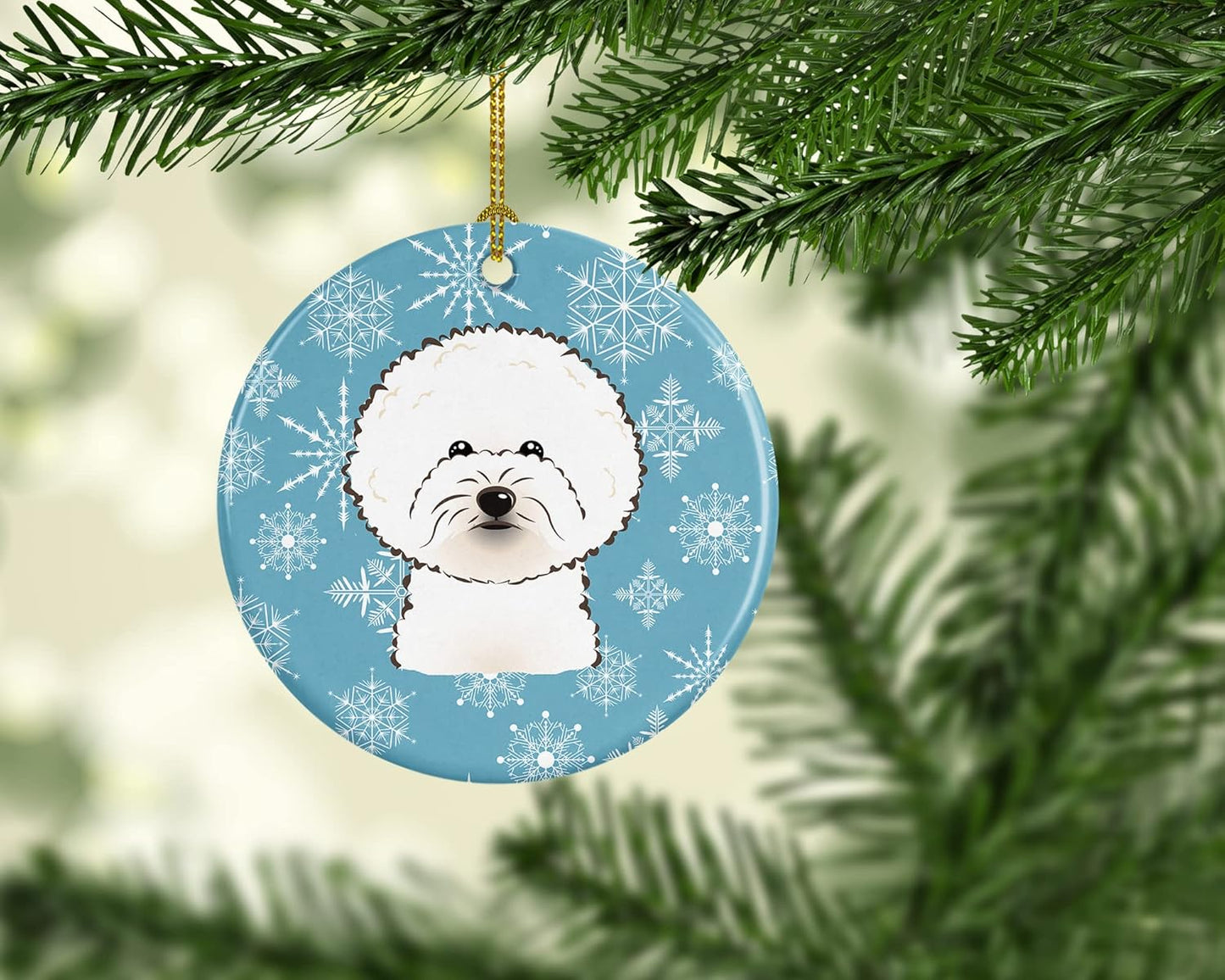 Jack Russell Terrier Snowflake Ceramic Ornament - 3" Christmas Tree Decoration