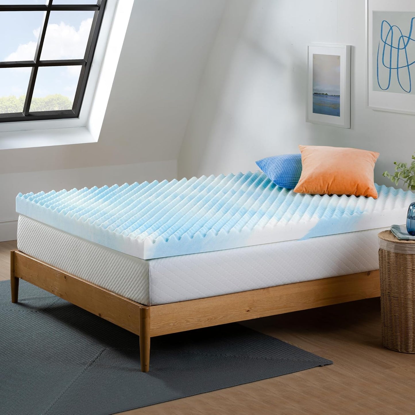 ZINUS 4 Inch Swirl Gel Cooling Memory Foam Mattress Topper, Smaller, More Convenient WonderBox Packaging, Cooling, Airflow Design, CertiPUR-US Certified, Twin