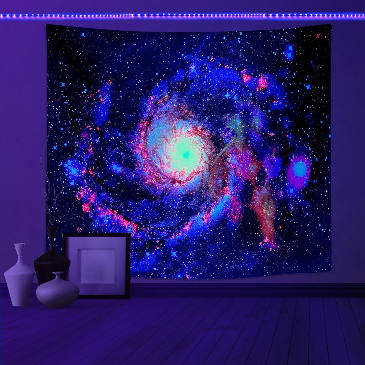 Psyhilar Blacklight Tapestry Glow in the Dark UV Space Universe Galaxy Black Light Posters for Adults (79 x 59 Inches)