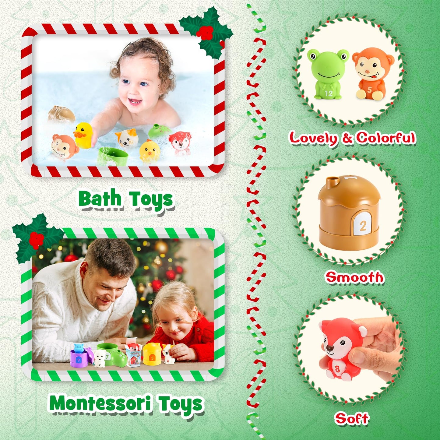 2025 Christmas Advent Calendar, 24 Days Countdown Calendars Finger Puppets with Farm Animal Toys for Toddlers Preschool Learning Educational Toys Xmas Gifts for 1-3 Year Olds Boys Girls Montessori Toy