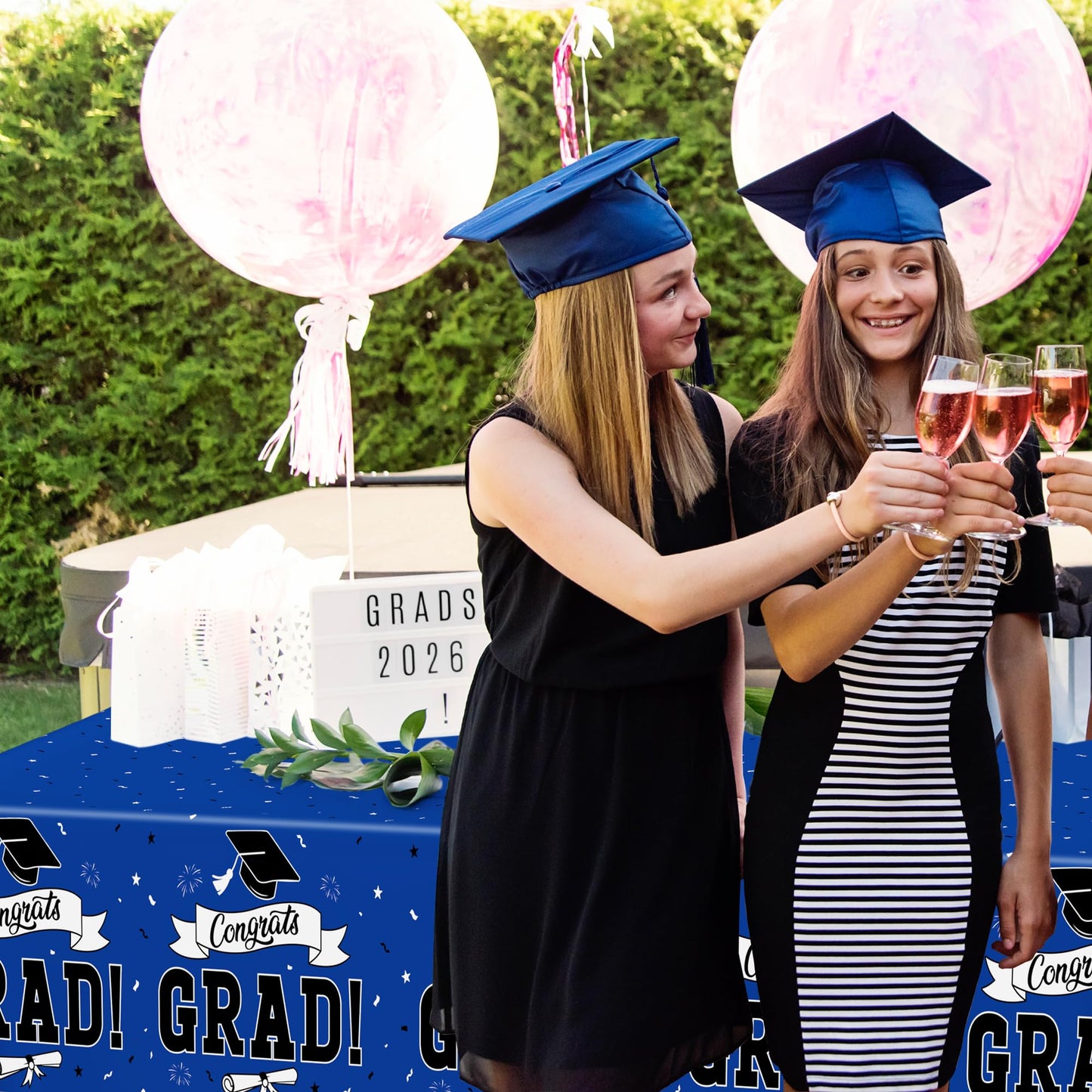 QZYL 2 PCS Graduation Decorations 2026, 108" X 54" Blue Graduation Tablecloth, Disposable Plastic Class of 2026 Tablecover, Rectangle Congrats Grad Table Cloths for Grad Decor Party Supplies