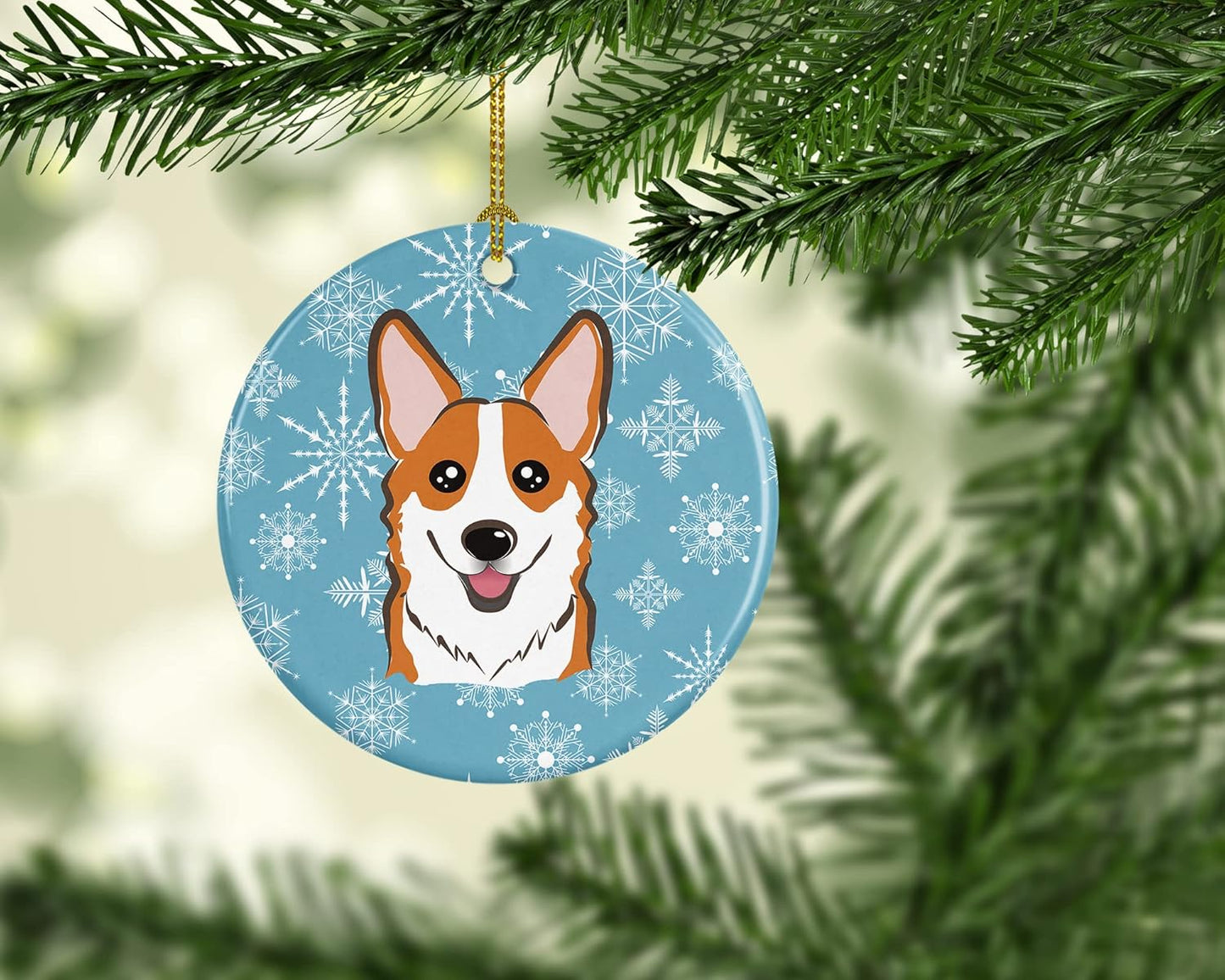 Jack Russell Terrier Snowflake Ceramic Ornament - 3" Christmas Tree Decoration