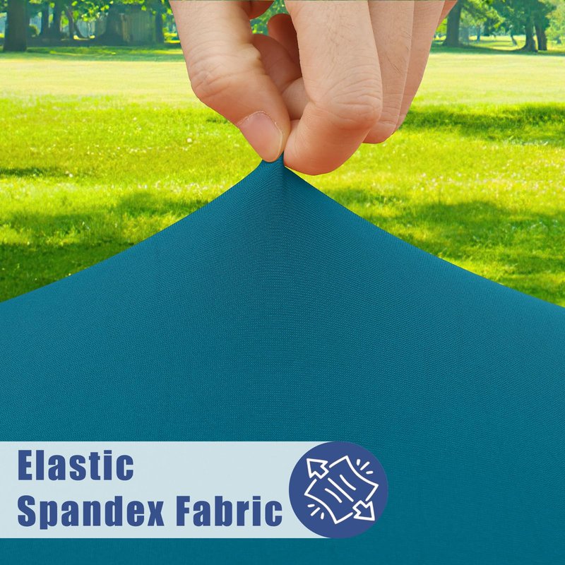 Moosfor Round Spandex Tablecloth, Elastic Fitted Waterproof Tablecloths for 57"-68" Tables, Stretch Washable Picnic Table Cover for Camping, Dining, Indoor and Outdoor,Peacock Blue