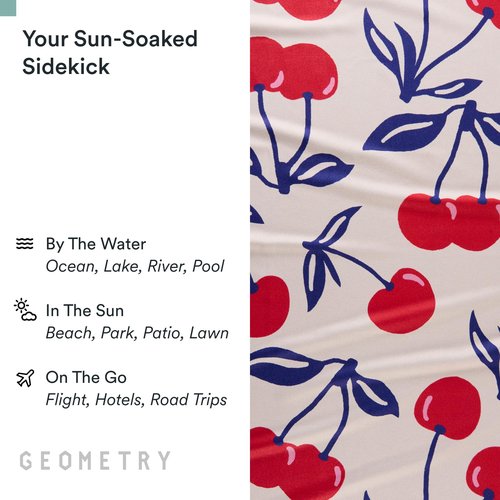 GEOMETRY Micro-Loop Beach Towel – Spring & Summer Collection – Quick-Dry, Sand-Resistant, Ultra-Absorbent Compact Towel for Beach & Travel (Cherry Slush)