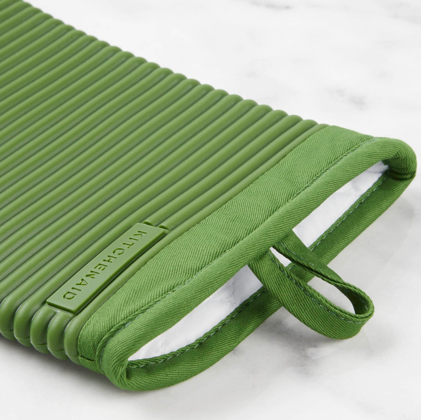 KITCHENAID Ribbed Soft Silicone Oven Mitt 2-Pack Set, 7.5"x13", Matcha