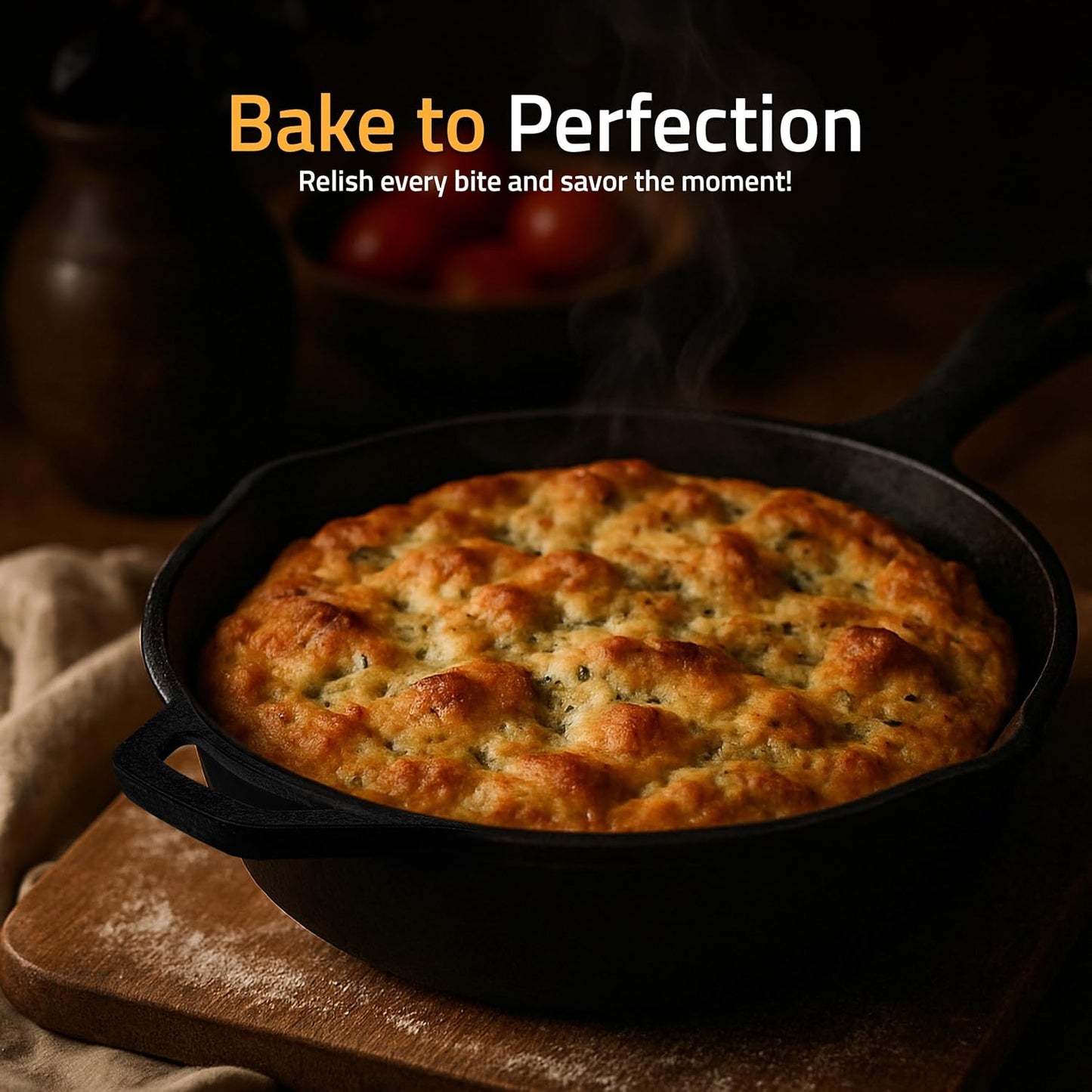 Utopia Kitchen Premium Cast Iron Skillet - 12 Inch Pre-Seasoned Chef's Pan for Even Heat Distribution | Versatile Black Frying Pan
