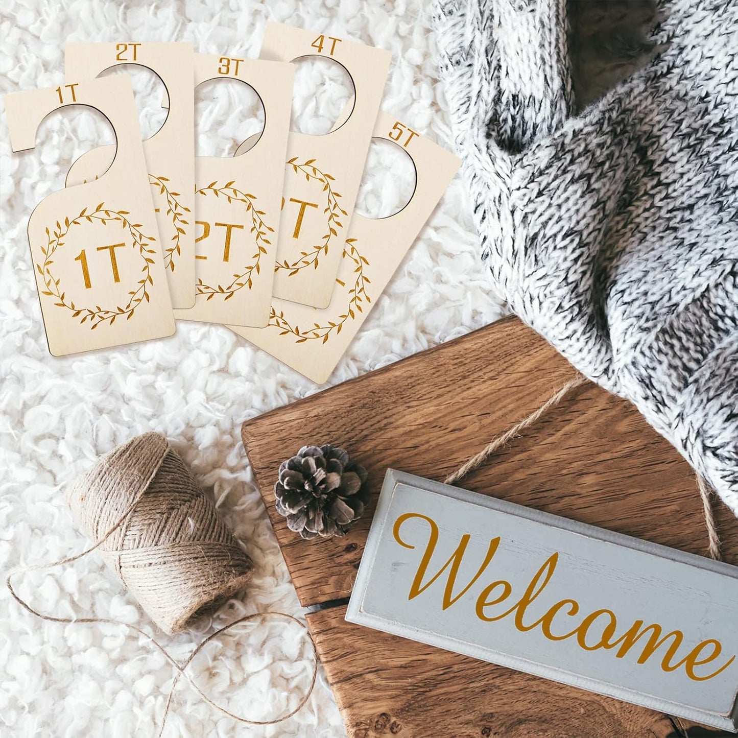 Patelai Wooden Baby Closet Dividers - 7 Pcs Clothes Organizer for 1T to 7T | Nursery Storage Solution