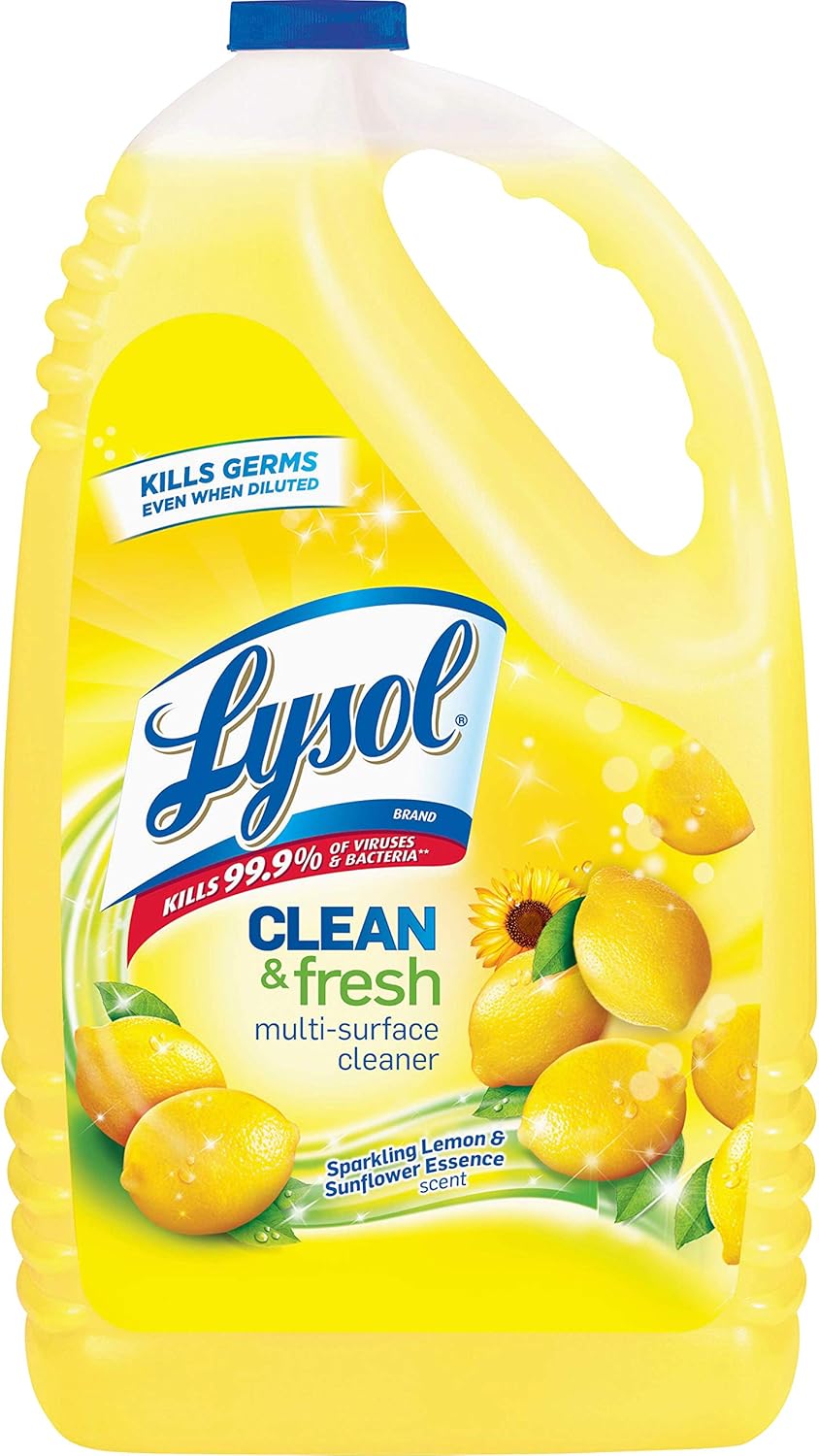 Lysol Multi-Surface Cleaner - Sanitizing & Deodorizing, Sparkling Lemon Essence, 144 Fl Oz (Pack of 4)