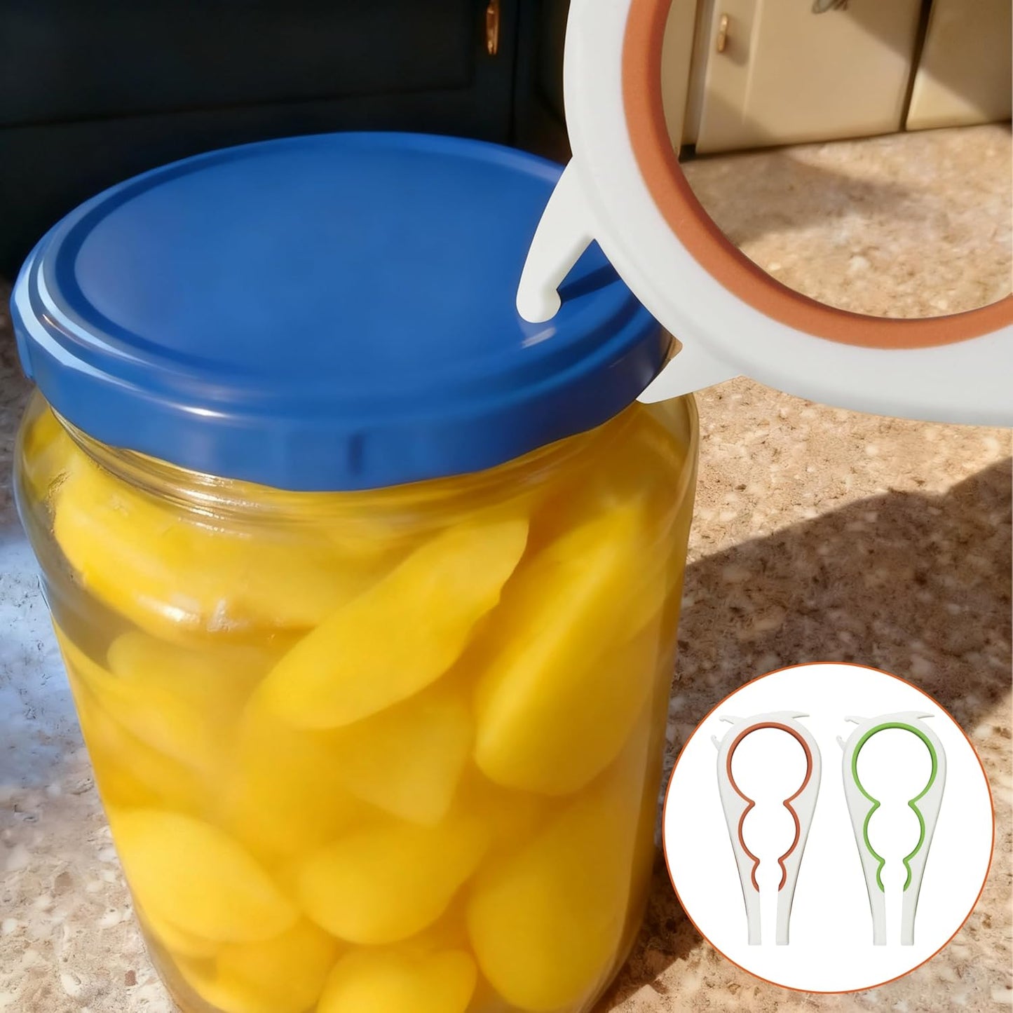 Skiennix 5-in-1 Jar & Can Opener - Easy Grip Tool for Seniors with Arthritis | Ideal for Weak Hands