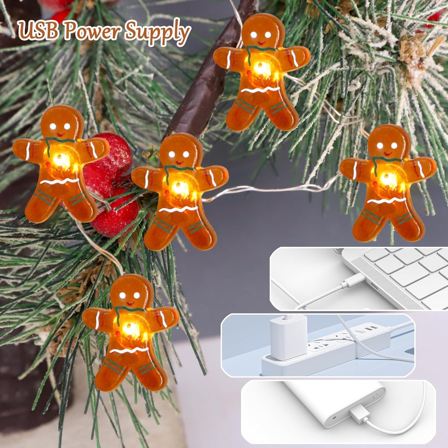 Battery Operated 10ft Christmas Tree Cardinal String Lights - 40 LED Red Snow Bird Ornaments with Remote Timer for Holiday Home Decor