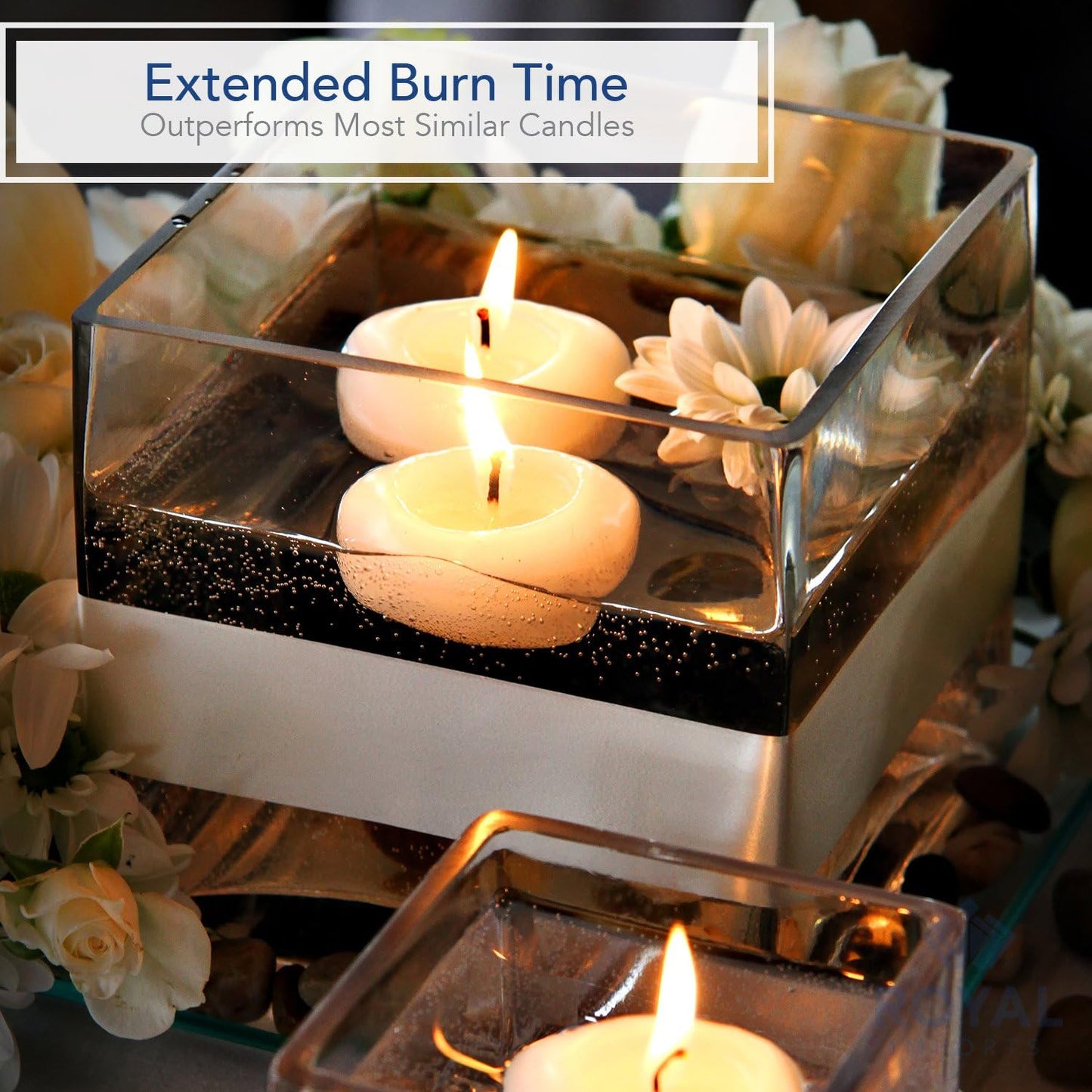 White Floating Candles 2” - Unscented Dripless Wax Discs, Pack of 12 - 5 Hour Burn Time for Weddings & Home Décor
