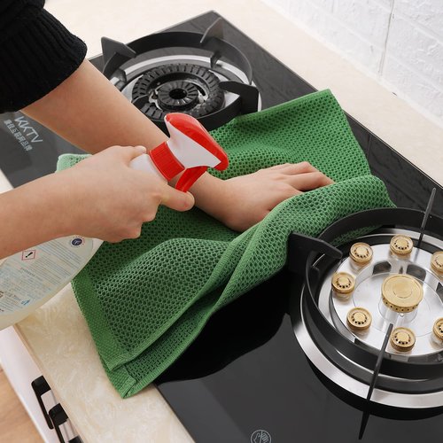 Homaxy 100% Cotton Waffle Weave Kitchen Dish Towels, Ultra Soft Absorbent Quick Drying Cleaning Towel, 13 x 28 Inches, 12-Pack, Grass Green