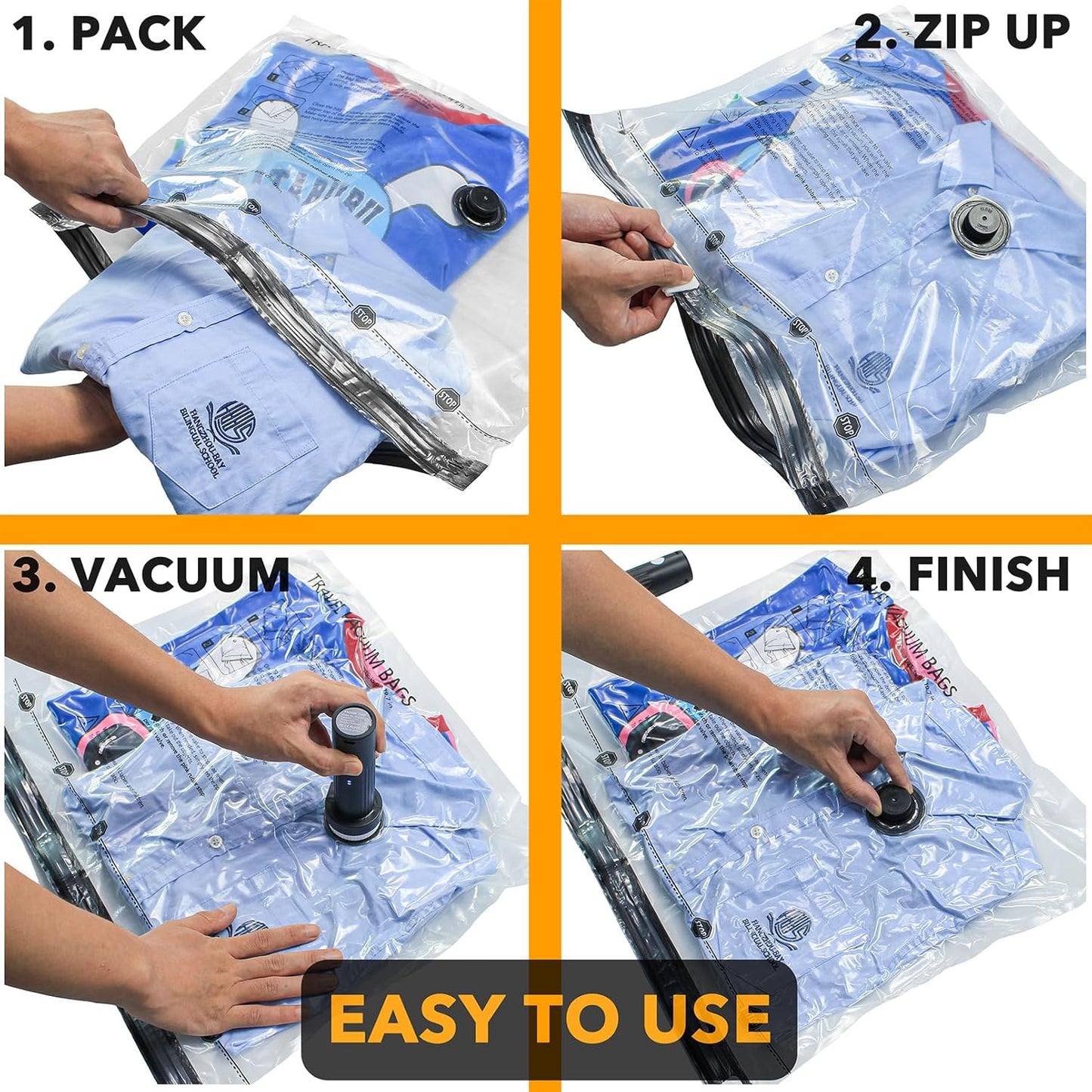 SpaceAid Vacuum Seal Bags - 18 Pack Travel Compression Bags with Electric Pump for Luggage and Clothing