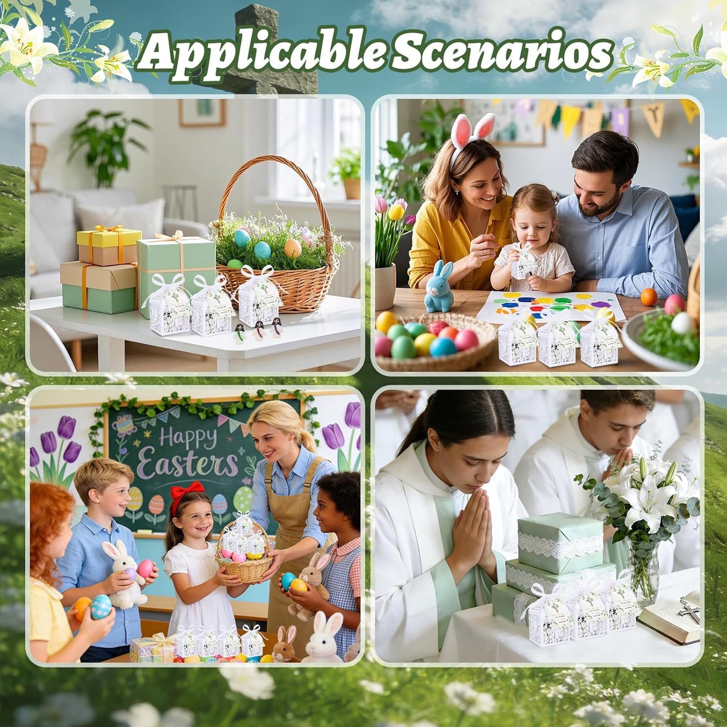 Skiennix Mini Jesus Figurines - 50 Sets Glow in The Dark Gifts with "Let Your Light Shine" Cards | Perfect for Church Baptism and Religious Parties