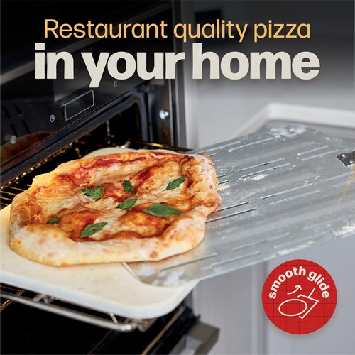 Hans Grill Pizza Peel PRO | Made for XL Pizza 12 inch + | Professional Restaurant Grade Perforated Metal Non-Stick Paddle for launching, turning and retrieving pizzas (Peel Pro) (Grey)