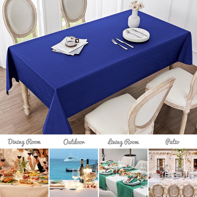 Veblandy 2 Pack Rectangle Tablecloth, 52x70 inch, Water Resistant Wrinkle Free Linen Textured Table Cloth Washable, Decorative Fabric Table Cover for Dining, Party and Camping, Royal Blue