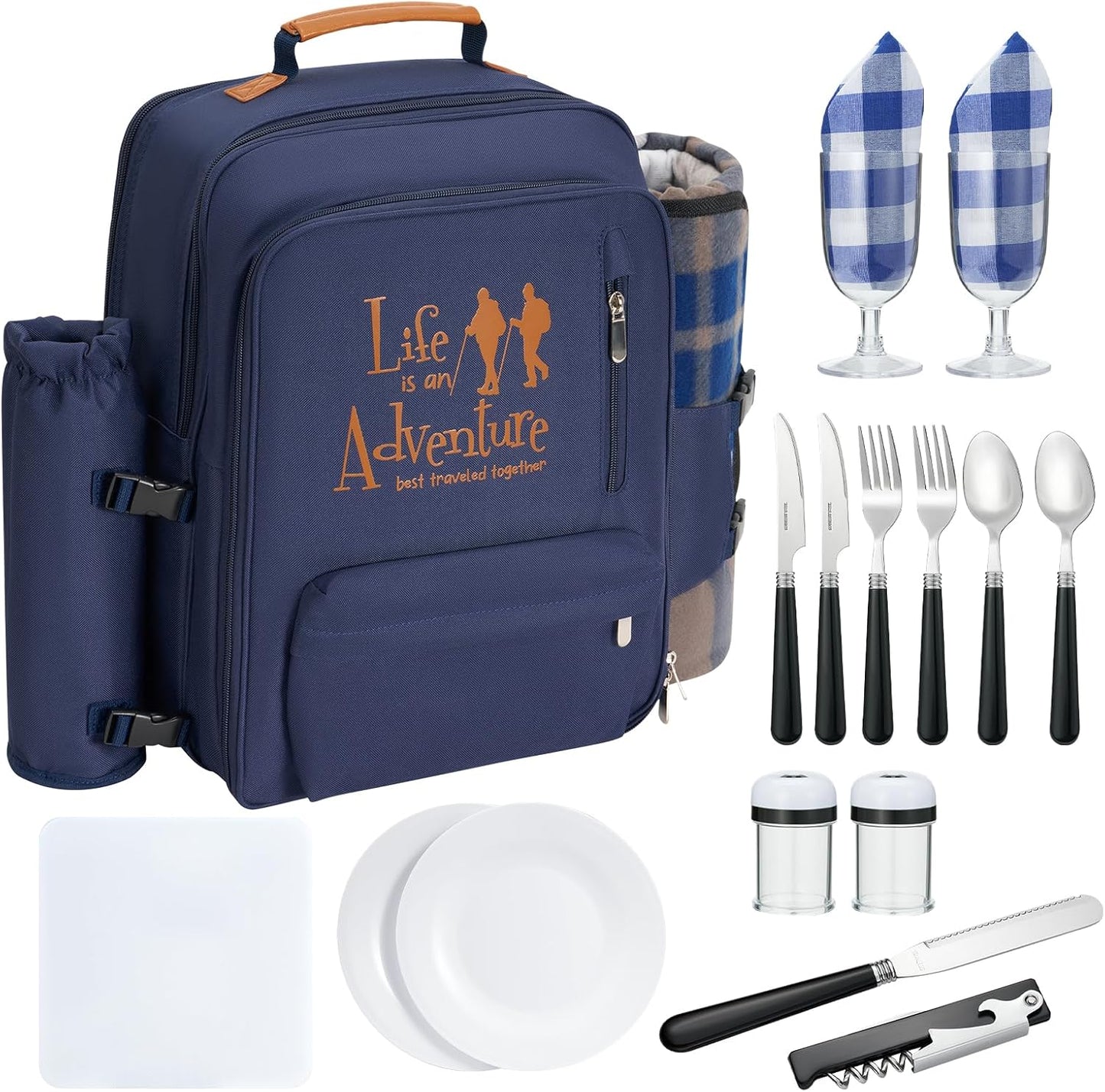 Couple Gifts 22L Picnic Basket Set, Grey Insulated Picnic Backpack for 2, Leak Proof Cooler Camping Gifts, Cool Bridal Shower Gifts Anniversary Engagement Wedding Gifts for Couples, Mr and Mrs Gifts