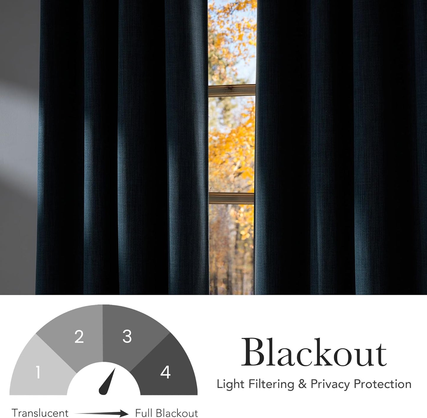 NICETOWN Short Faux Linen Blackout Curtains - Stone Blue Privacy Panels for Living Room & Kitchen | 63 Inches Long, 2 Panels