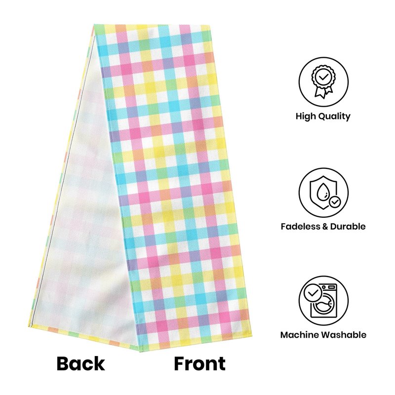 Linen Easter Blue Pink Yellow Buffalo Check Plaid Table Runner 72 Inches Long Spring Summer Holiday Farmhouse Table Decor for Dining Room Kitchen Home Party