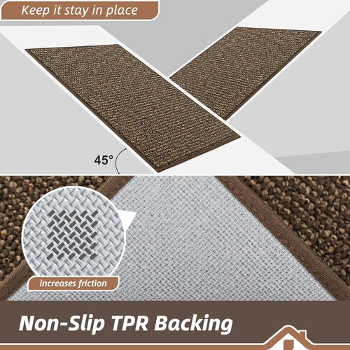 BEQHAUSE Dirt Trapper Door Mat - Non-Slip, Washable Entrance Mat | 32" x 48", Brown, Dirt Resistant & Absorbent