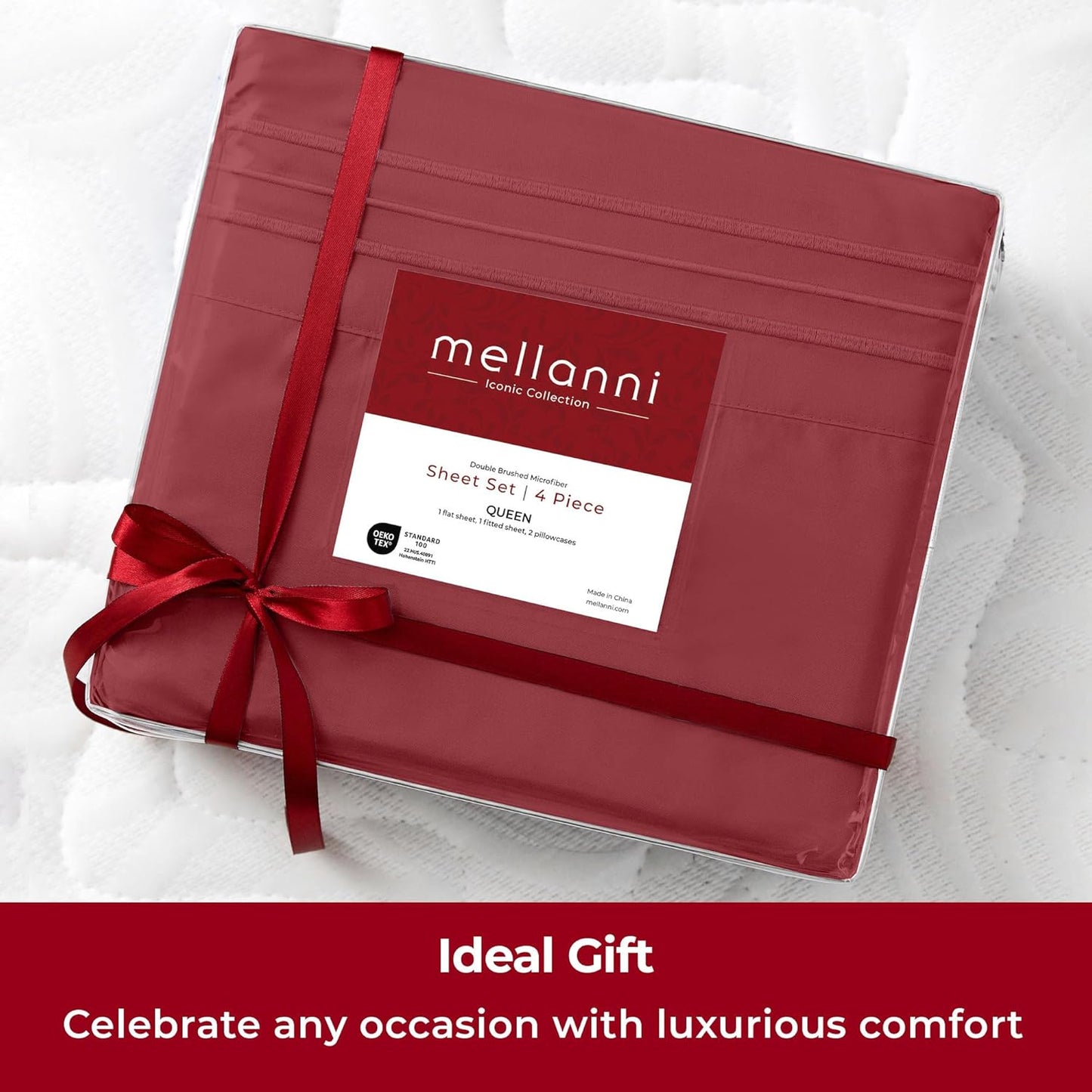 Mellanni Twin Sheets Set - 3 PC Hotel Luxury Bedding | Extra Soft, Cooling, Wrinkle-Resistant (Brick Red)