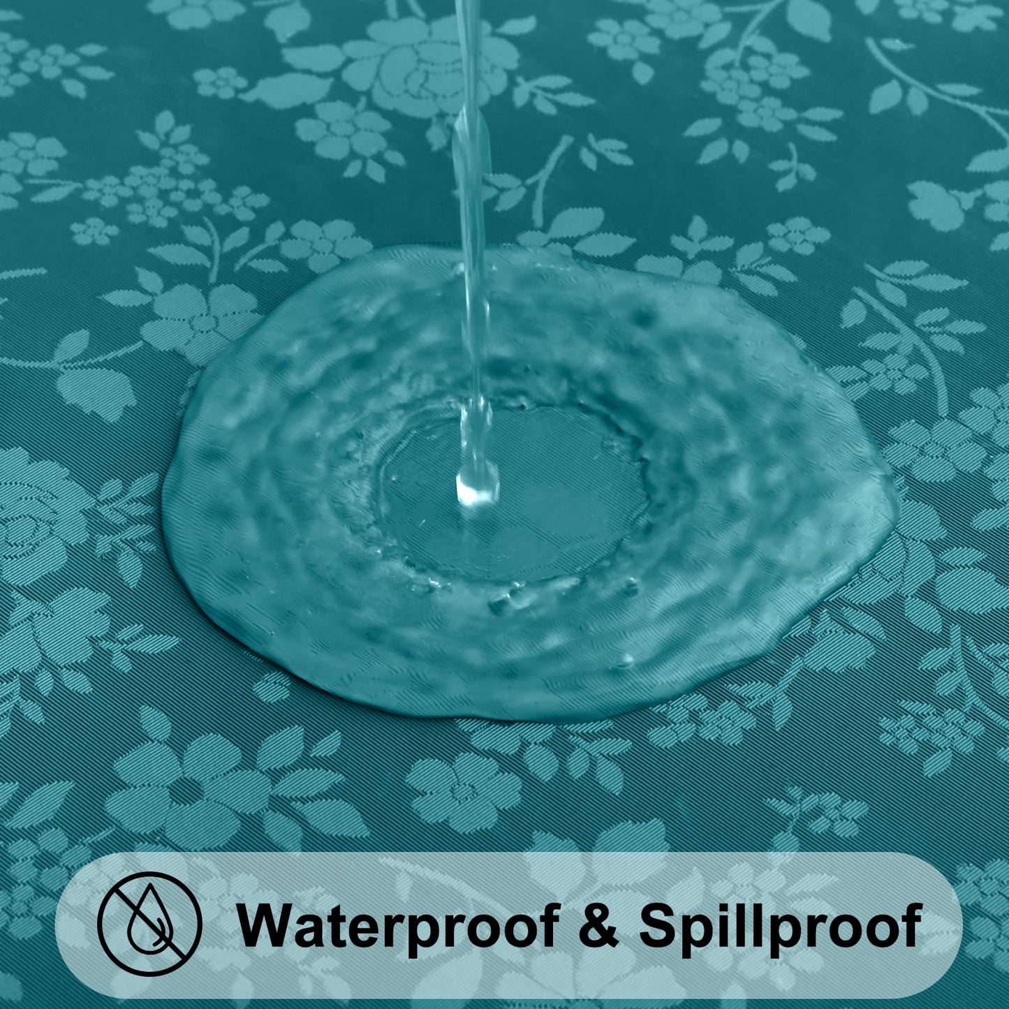 Smiry Round Table Cloth, Waterproof Heavy Duty Vinyl Tablecloths, Wipeable Washable Table Cover for Kitchen and Dining Room (Emerald Green, 70" Round)