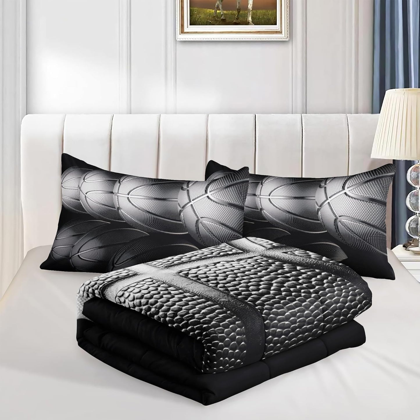 Football Comforter Sets,6 PCS Football Bedding Set,Kids Comforter Sets for Boys,Twin Black and Gold Bed Sets for Boys,Bed in A Bag with Sheets