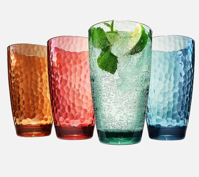 Unbreakable Large Premium Plastic Reusable Drinking Glasses (4 Set) Restaurant Cups Style, Jewel Muted Colors 19 oz Acrylic Tumbler | BPA-Free Tumblers | Top-Rack Dishwasher Safe, Tritan Shatterproof
