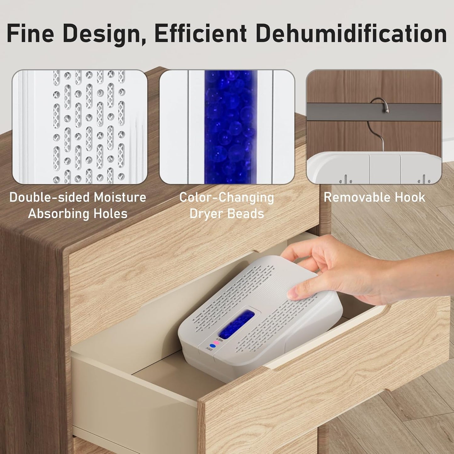 Rechargeable Mini Dehumidifier - Portable & Energy Efficient for Bathrooms, Closets, Cars