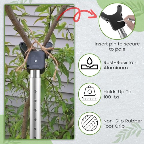 Adjustable Aluminum Tree Support Pole - Prevents Branch Breakage, Holds Up to 100 lbs, 16”-74” (2-Pack)