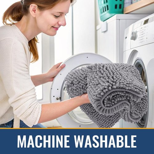 Arotive Bathroom Rugs - Extra Soft Shaggy Chenille | Non-Slip, Machine Washable, 30x20, Grey