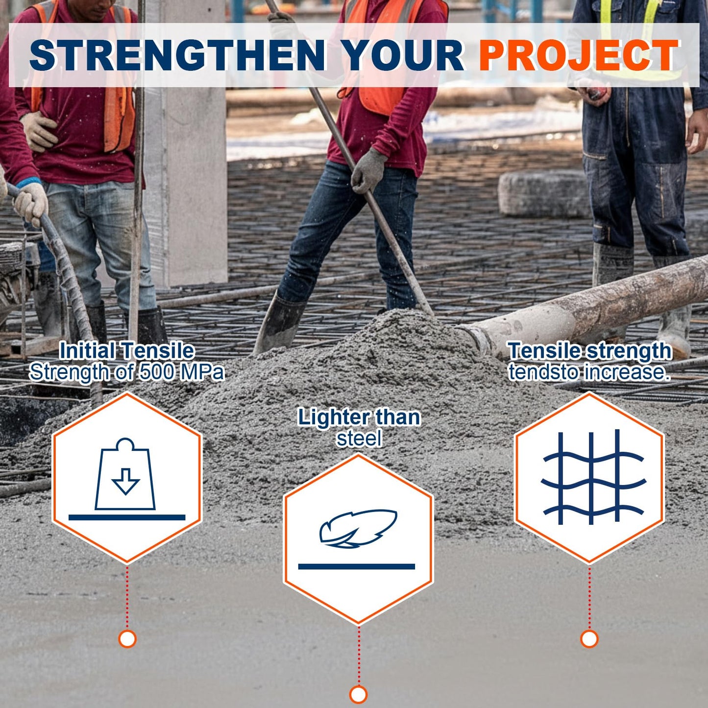 Otoolling 10 lb Synthetic Macrofiber for Concrete Mix Concrete Fiber Reinforcement Anti-Seepage and Anti-Cracking for Cement Mortar, Building Wall Garden Floor