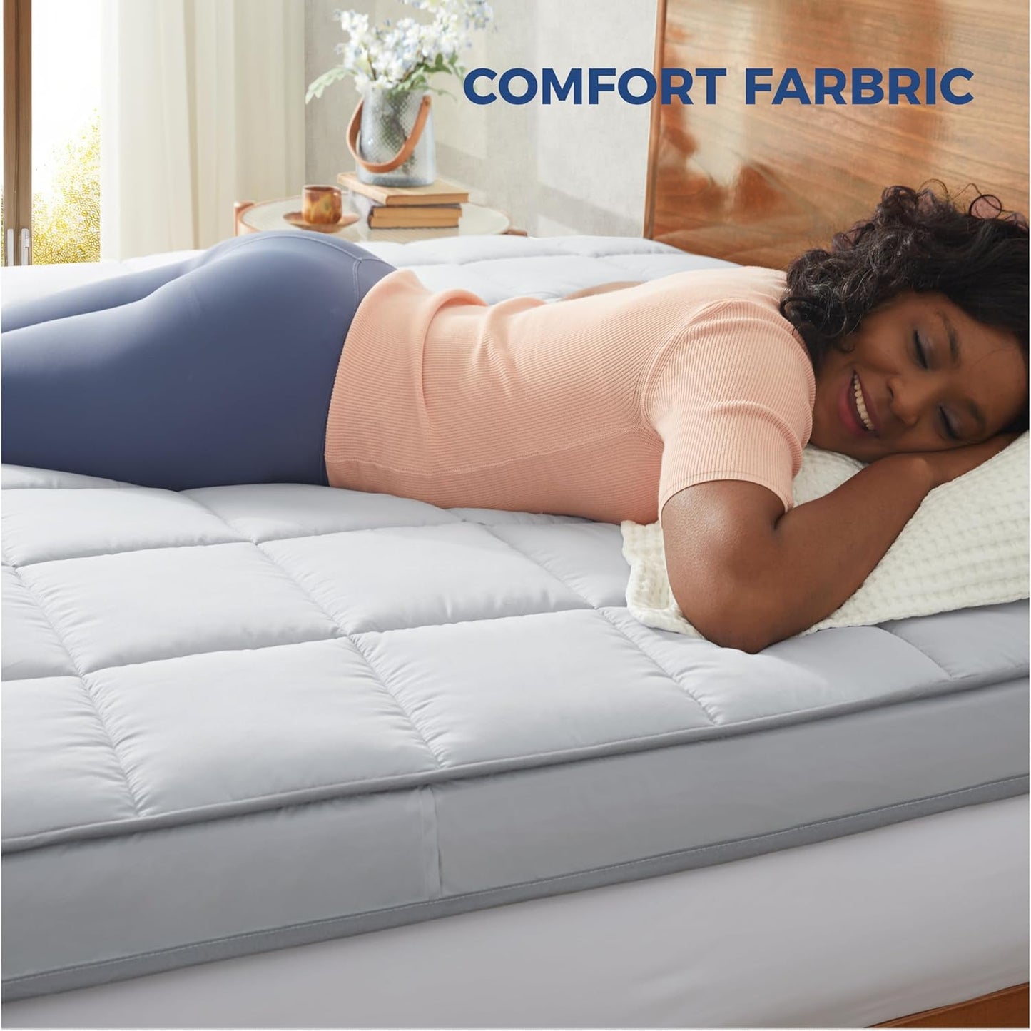 3Inch Queen Mattress Topper Cover(Only Cover),Mattress Protector Bedding,Foam and Latex Mattress Cover with Zipper and Adjustable Straps,Pillow Top(80 x 60”) Gray