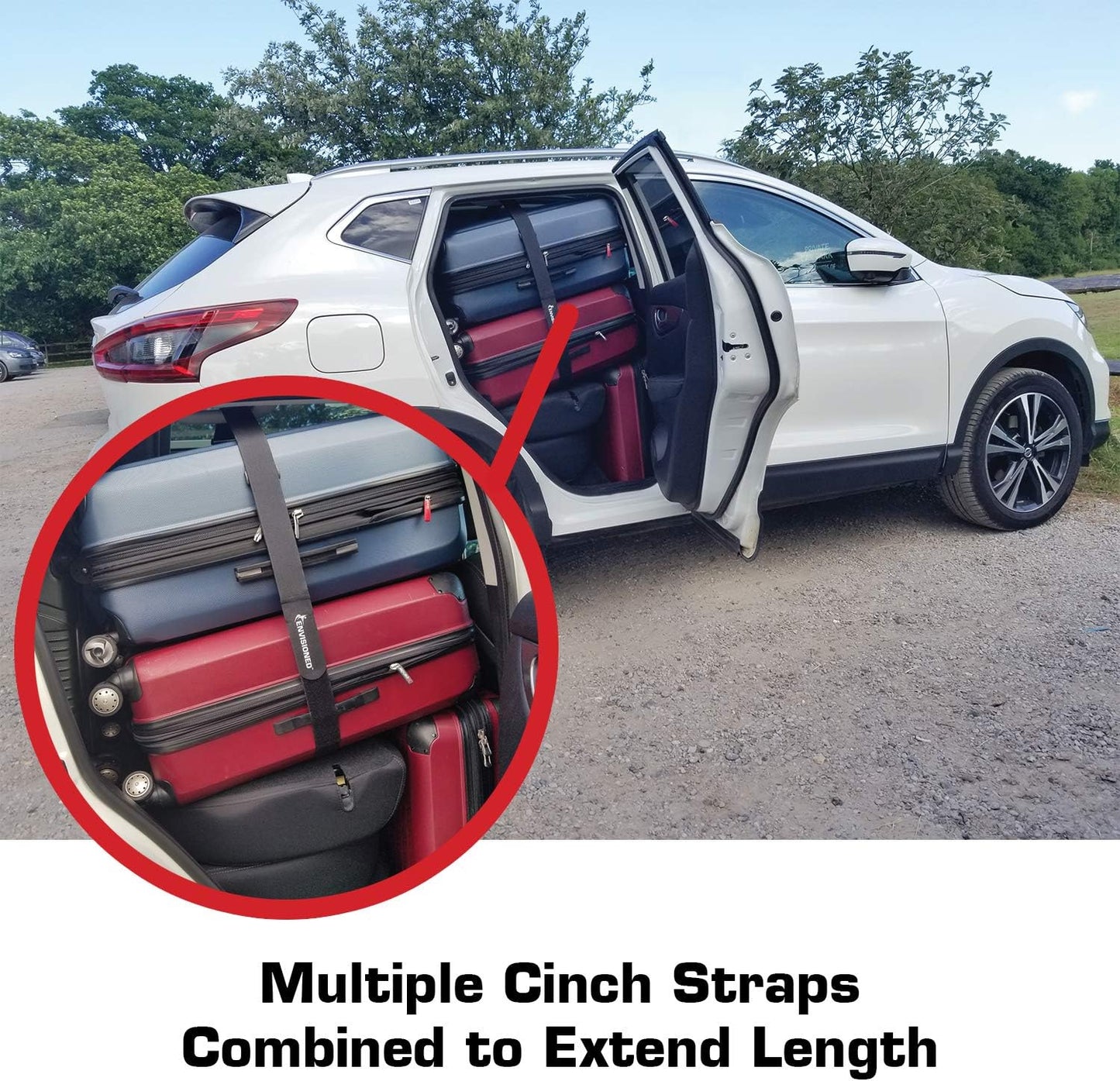 Reusable Cinch Straps 2" x 40" - 6 Pack, Strong Hook and Loop Fasteners for Secure Storage (Black)