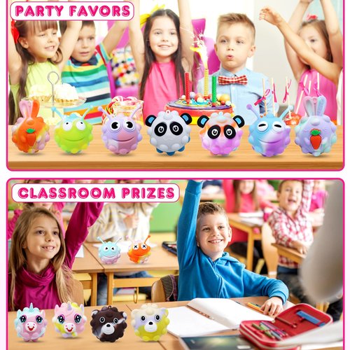 18 Pack Fidget Balls Party Favors, 2 inch 3D Animal Pop Balls Fidget Toys, Party Favors for Kids 4-12, Goodie Bags Stuffers, Pinata Stuffers, Birthday Gifts, Classroom Prizes, Treasure Box Toys