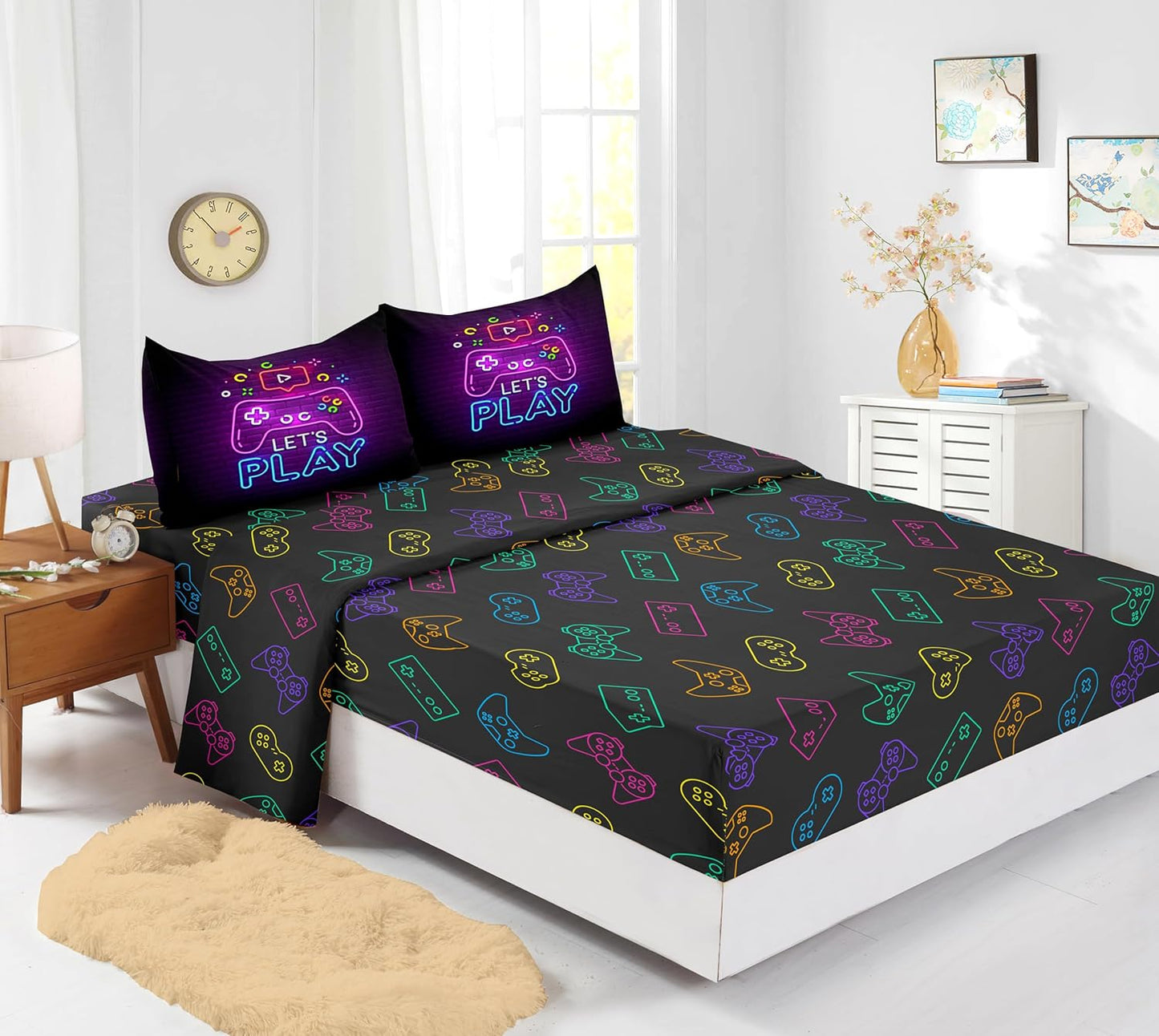 Football Comforter Sets,6 PCS Football Bedding Set,Kids Comforter Sets for Boys,Twin Black and Gold Bed Sets for Boys,Bed in A Bag with Sheets