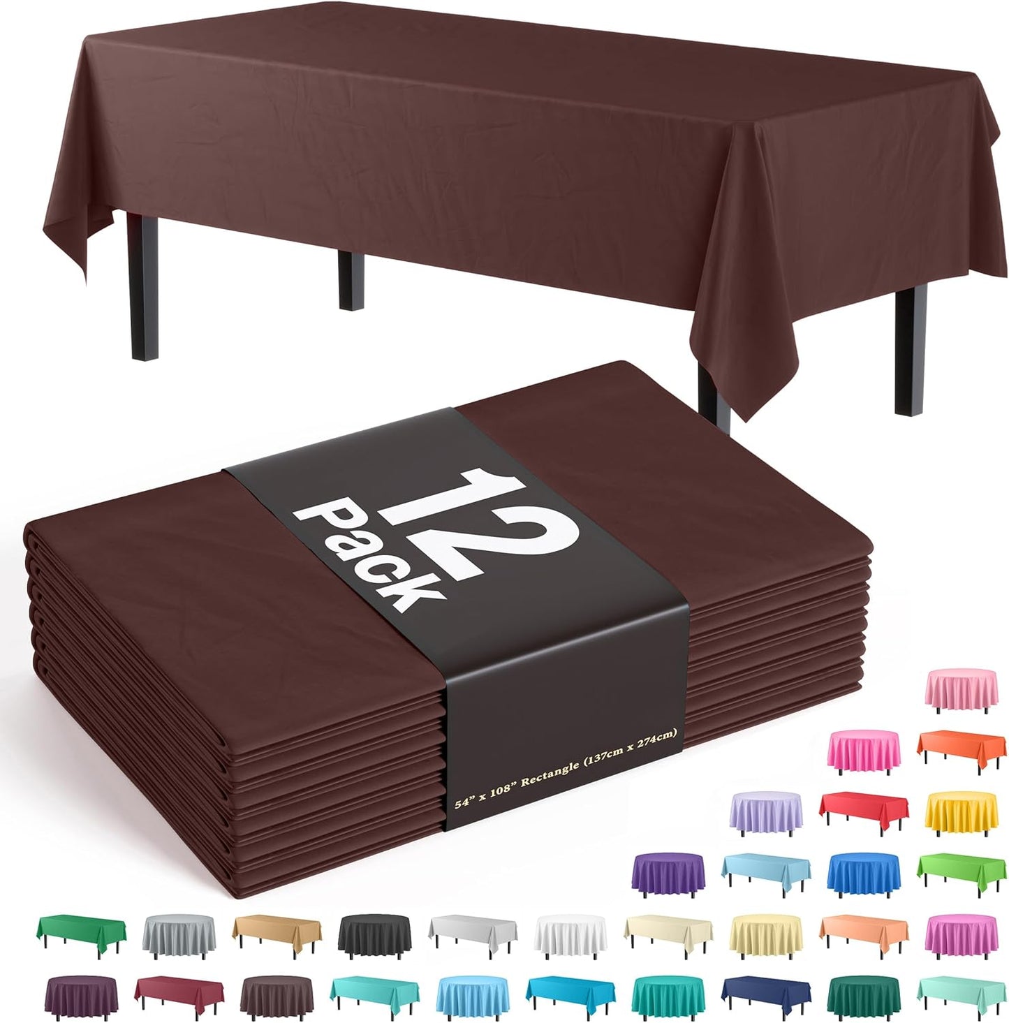 Ivory 84-Inch Round Tablecloth - 12-Pack Premium Plastic Party Supplies