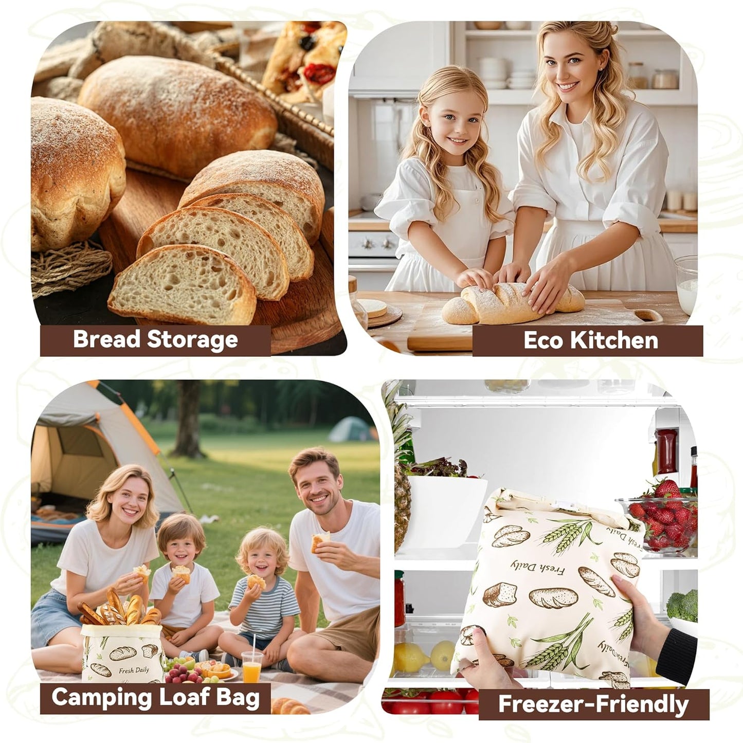Skiennix Beeswax Bread Bags - 2 Pack Sourdough Storage Bags | 17x13 In, Keep Bread Fresh Longer