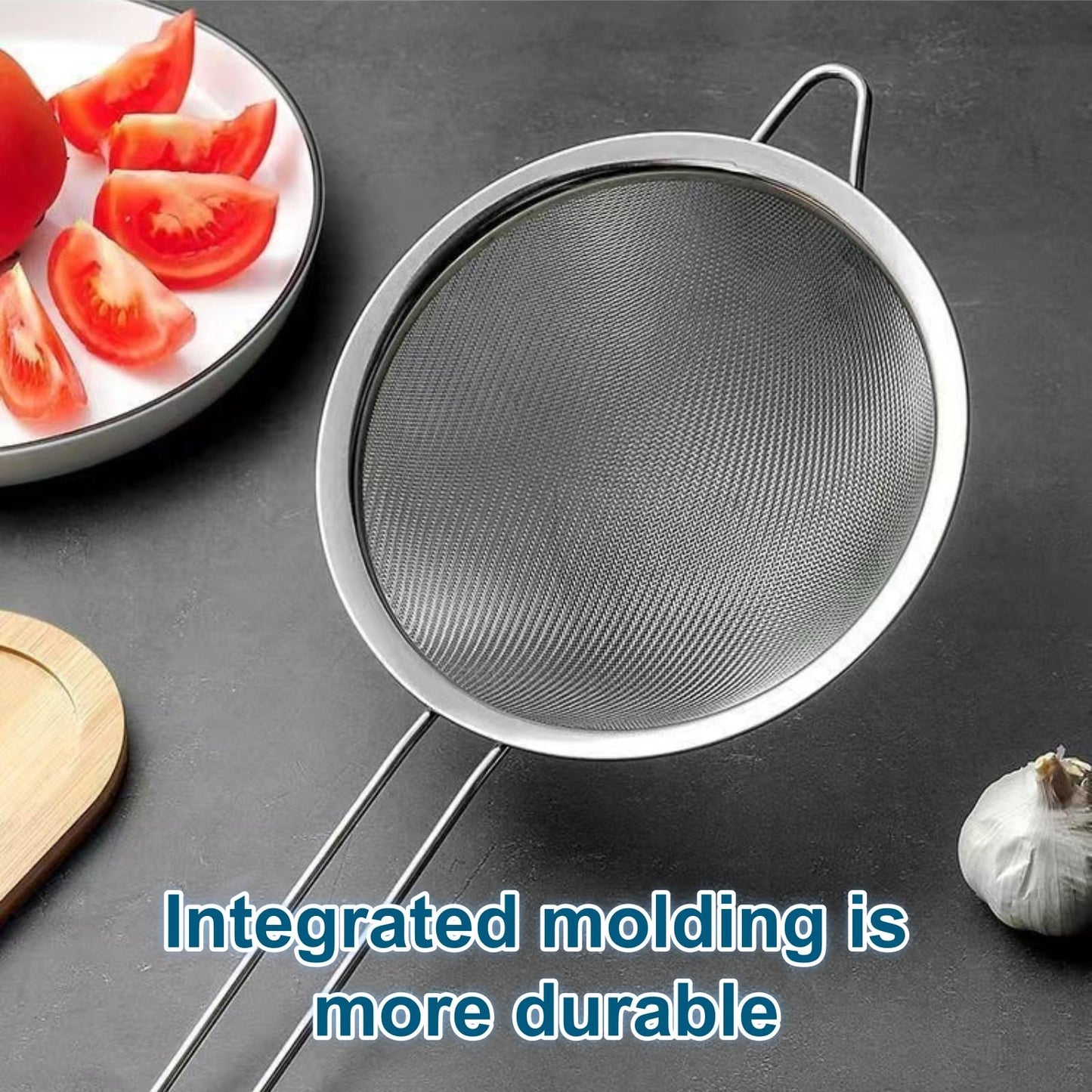 3Pcs Stainless Steel Fine Mesh Strainer Set (Small/Medium/Large) – Metal Sieve Sifter with Handle, Ideal for Rice/Juice/Quinoa/Flour, Kitchen Baking & Straining Tools