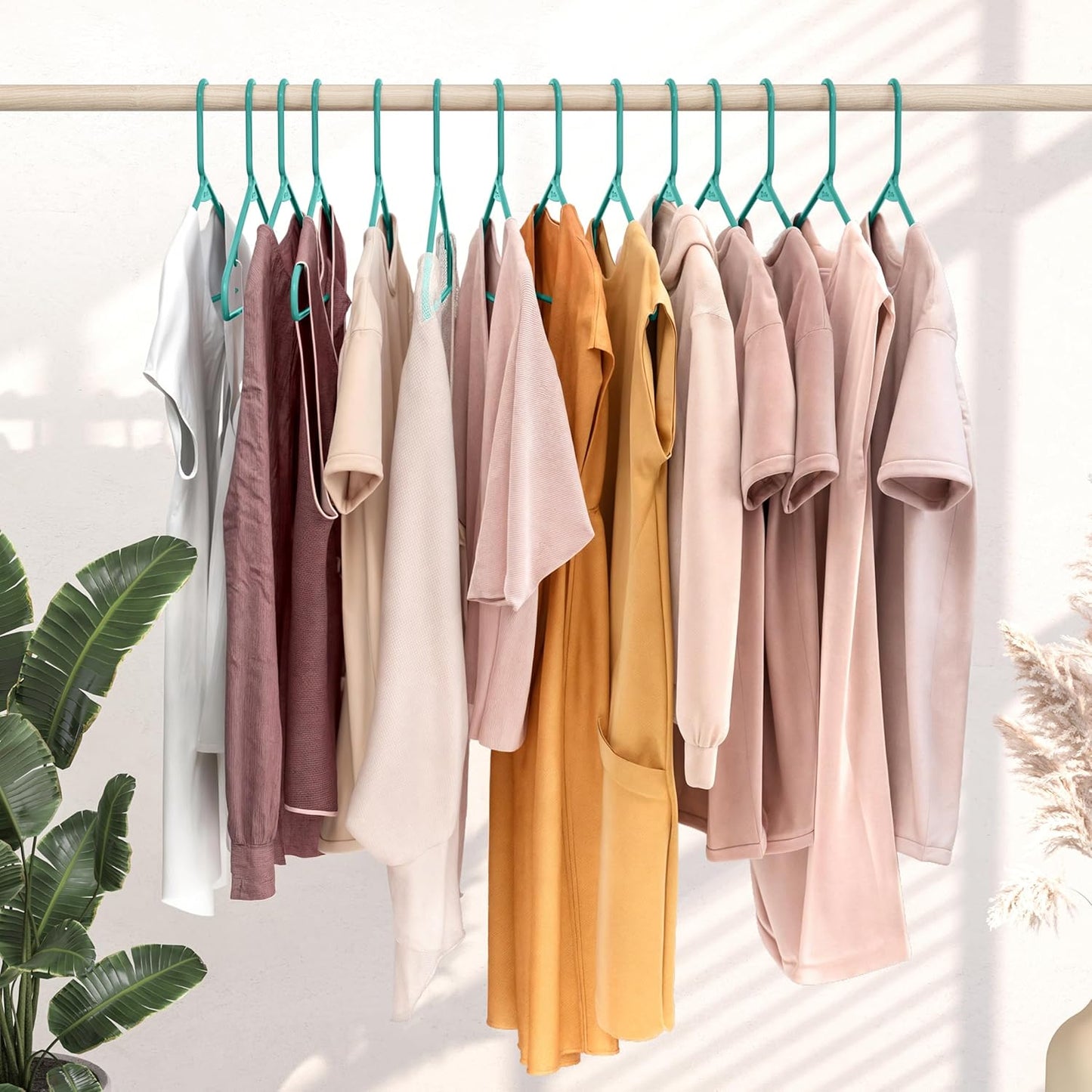 Aqua Plastic Hangers 20 Pack - Space-Saving Clothes Hangers for Closets & Apartments